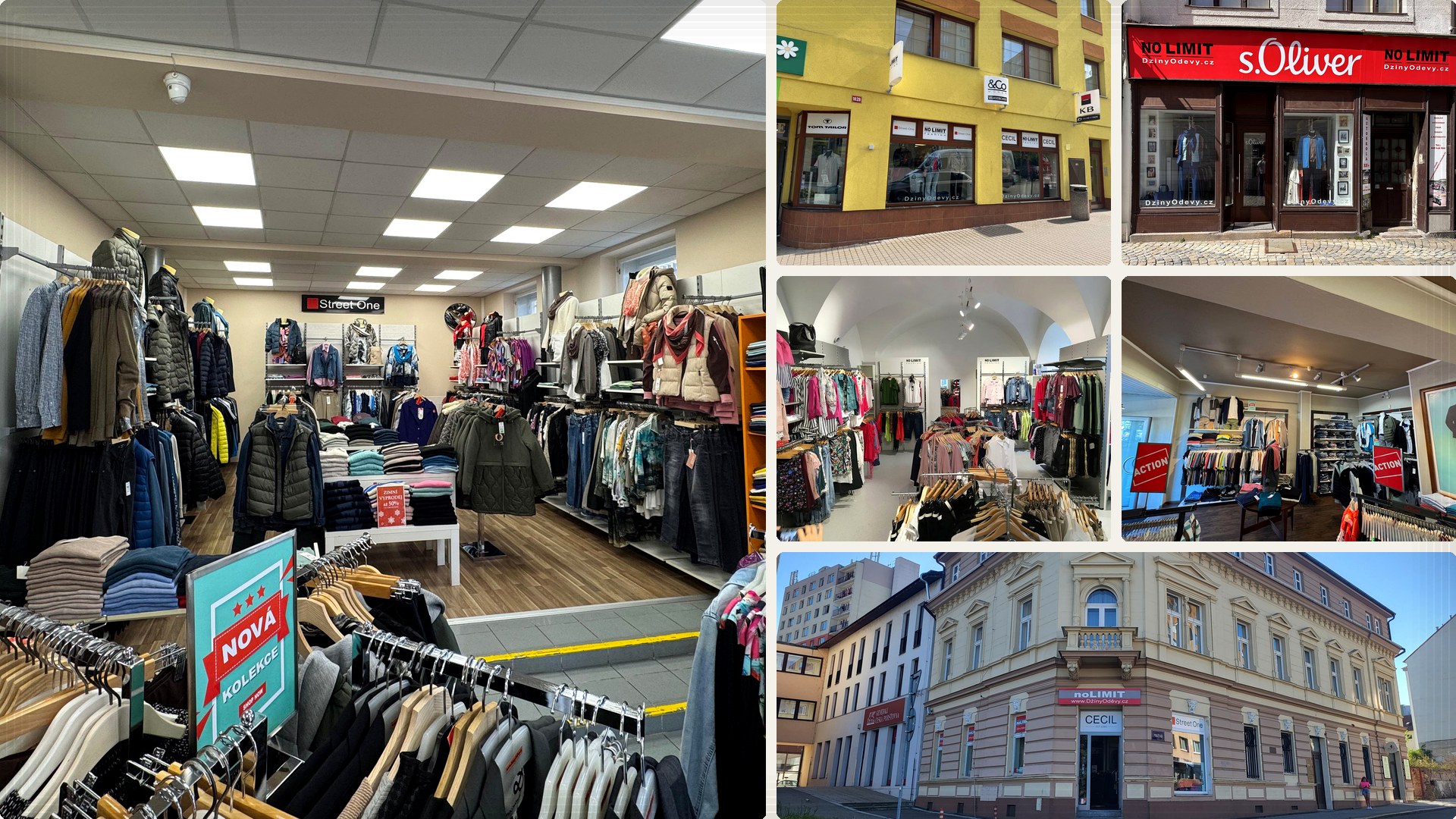 Kamenné prodejny no LIMIT fashion a DžínyOděvy.cz v Benešově, Pelhřimově a Vlašimi